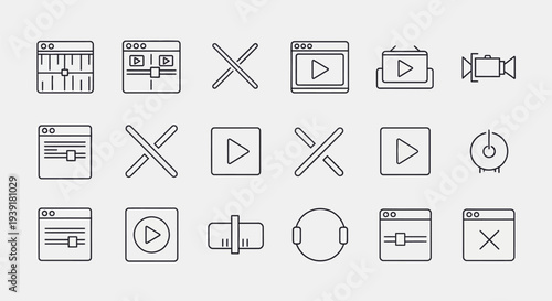 Collection of Simple Line Icons for Media.