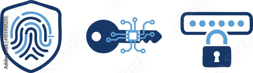 Set of 3 cybersecurity icons vector