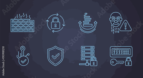 Collection of Simple Security Icons Set.