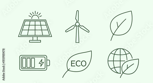 Eco Friendly Icons Set for Sustainability.