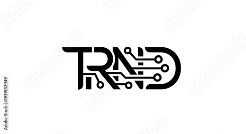 TRND logo design with circuit board elements, modern and techy.