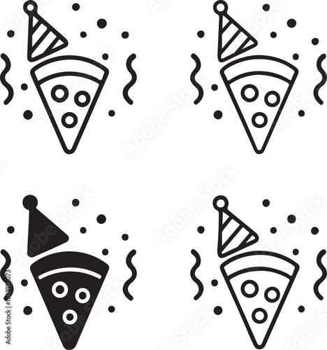 Isolated Pizza Party Celebration Icon Design, Pizza Party Celebration icon, Pizza Party Celebration vector, pizza event banner, food party concept, restaurant promotion graphic