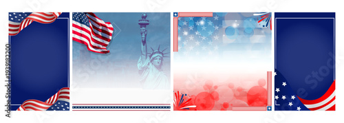 Patriotic American Flags and Statue of Liberty Designs for Holidays and Celebrations