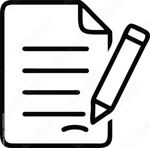 Document Signature with Pen Line Art Icon