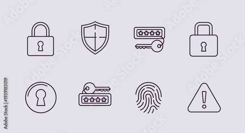 Security Icons Set with Pads and Shields.