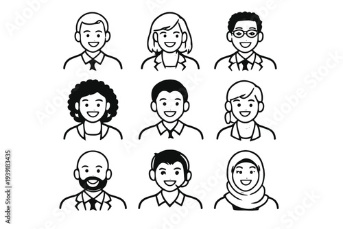 Diverse group of people with different hairstyles and clothing styles