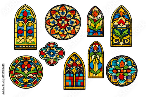 Beautiful stained glass designs featuring colorful patterns and floral