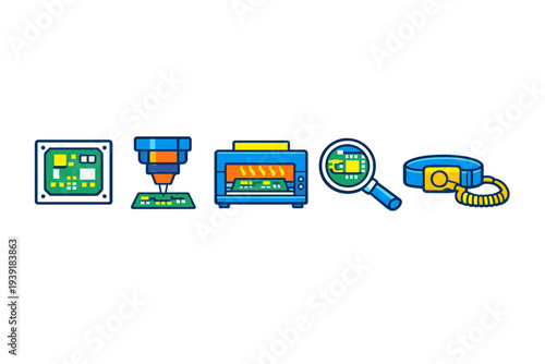 Process of assembling a circuit board in a workshop using various