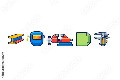 Welders use tools and equipment for metal work in a workshop during