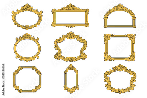 Collection of decorative frames for showcasing artwork in various