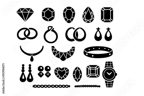 Collection of various jewelry designs including rings necklaces and