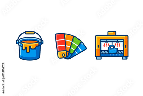 Different tools for painting and color selection for home improvement