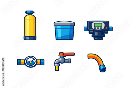 Tools for water system management including tank bucket gauge valve
