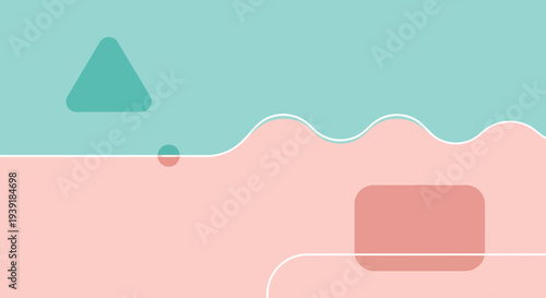 Abstract geometric shapes in pastel colors with a dark triangle silhouette