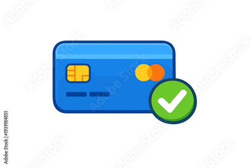 Payment card accepted for transaction with checkmark symbol indicating