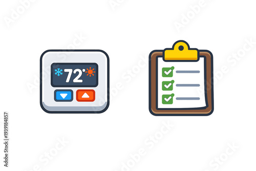 Thermostat and checklist for home temperature management during