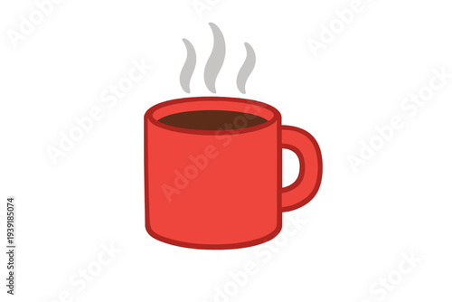 Hot cup of coffee placed on a table with steam rising in a simple