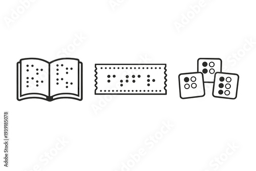 Braille book playing cards and a board game displayed together on a
