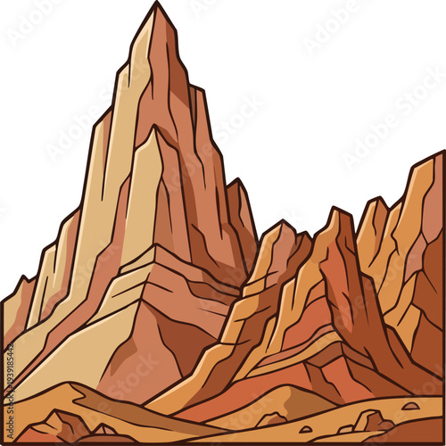 Cartoon Mountain Range Illustration