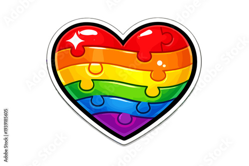 Colorful heart shape with puzzle pieces representing diversity and