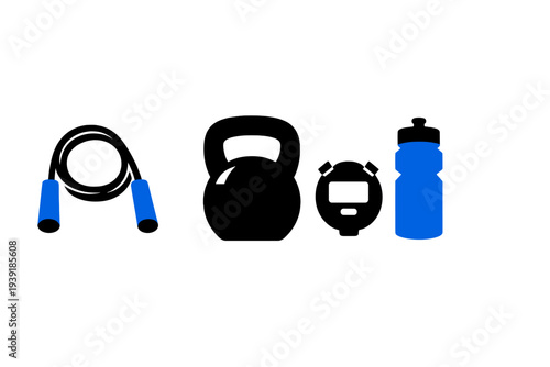 Fitness equipment for training with jump rope kettlebell timer and