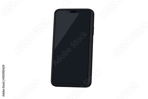 Mobile device in a simple design with a black screen showing no