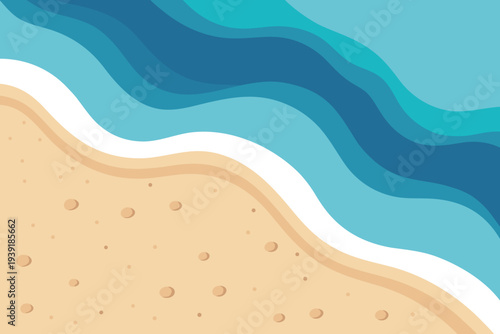 Aerial View of Ocean Waves Hitting Sandy Beach