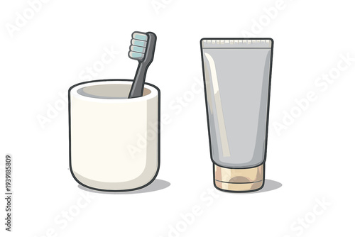 Toothbrush and toothpaste placed together on a clean surface in a