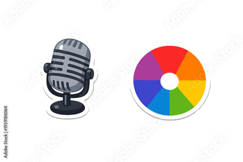 Design of a microphone and a color wheel with various shades arranged