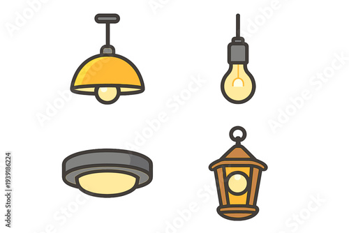 Various light fixtures showing different designs and shapes in one