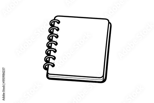 Simple notebook with spiral binding lying flat on a surface showing