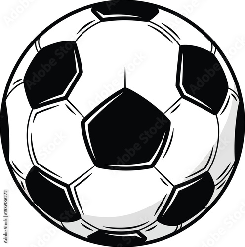 Classic black and white soccer ball illustration isolated on a white.