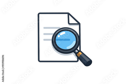 Magnifying glass focused on document with text showing detail in clear