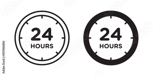 24 Hrs icon vector illustration designs pack. EPS10