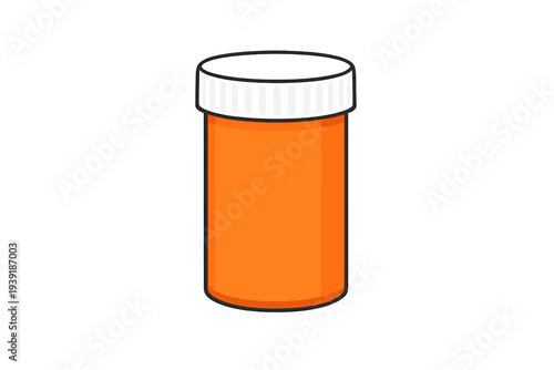 Prescription bottle sits on a clean surface with a bright orange color