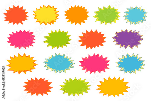 Colorful star shapes arranged in a grid for notice or announcement
