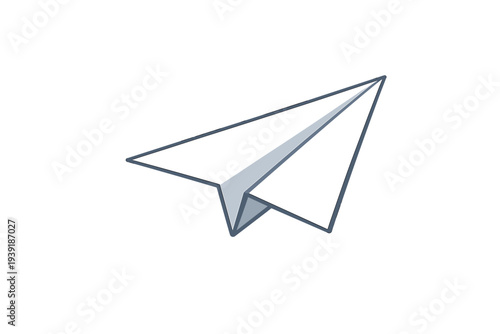 Simple paper airplane flying in a clear space while demonstrating
