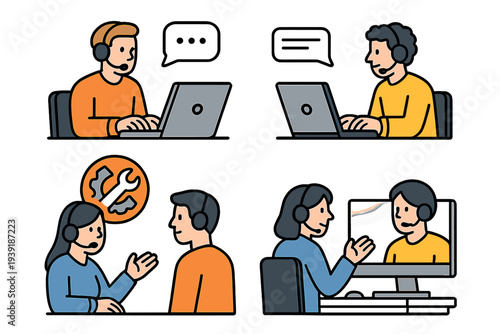 Customer service representatives assist clients through online chat