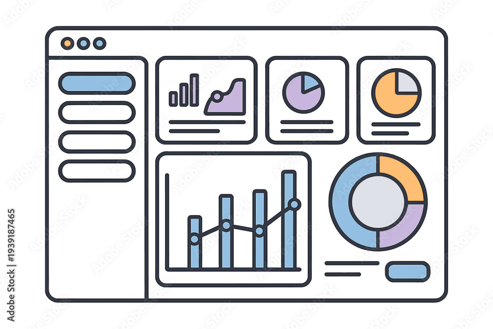 Obraz premium Data dashboard shows graphs and charts for analysis of information