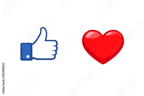 Symbols of approval and affection shown together in a simple design on