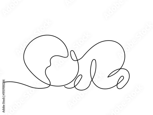 continuous line drawing of a cute sleeping newborn baby. Modern minimalist line art design isolated on a white background, representing innocence, motherhood, childcare, and early life.