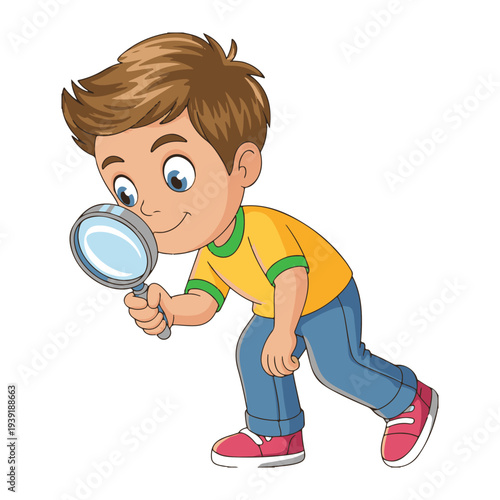 boy with magnifying glass
