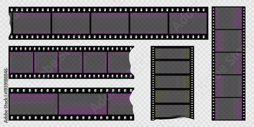 Film Strip Frames Collection Vintage Cinema Reel Negative Vector Illustration