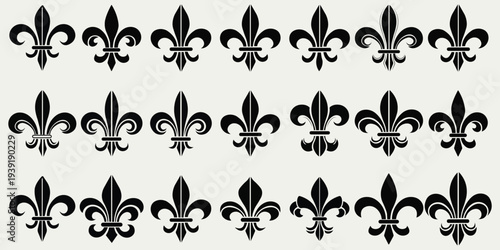 Fleur De Lis Symbols Collection Heraldic Lily Icons Set Vector Illustration
