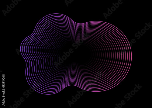 Photos Abstract Purple and Blue Concentric Wavy Line Pattern on Black Background