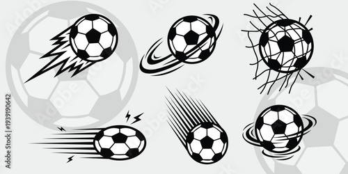 Soccer Ball Motion Effects Collection Football Speed Action Illustration Set