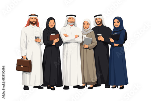 Group of people in traditional attire standing together in a modern