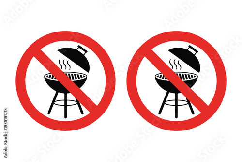 No BBQ vector sign illustration, prohibition symbol