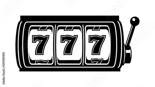 Lucky Seven Slot Machine Reels Showing Triple Sevens Jackpot Win