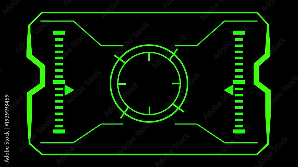Target Reticle Animation Green targeting reticle hud animation and circular scan lines on black ...